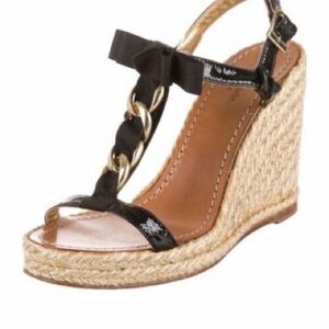 Kate Spade Black and Tan Wedge Sandals Women’s 
Size: 7/5